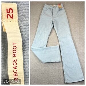 New Levi's Bootcut Corduroy Pants Women 25(23X33 High Rise Baby Blue Flare Leg